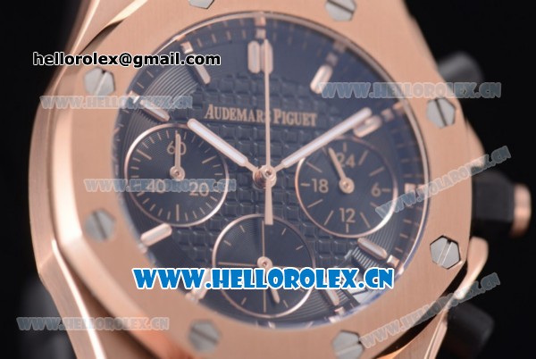 Audemars Piguet Royal Oak Offshore Chronograph Miyota OS20 Quartz Rose Gold Case with Black Dial Stick Markers and Black Rubber Strap (EF) - Click Image to Close